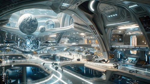"Futuristic Space Station Interior"