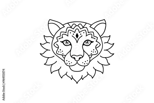 hand-drawn leopard face coloring page