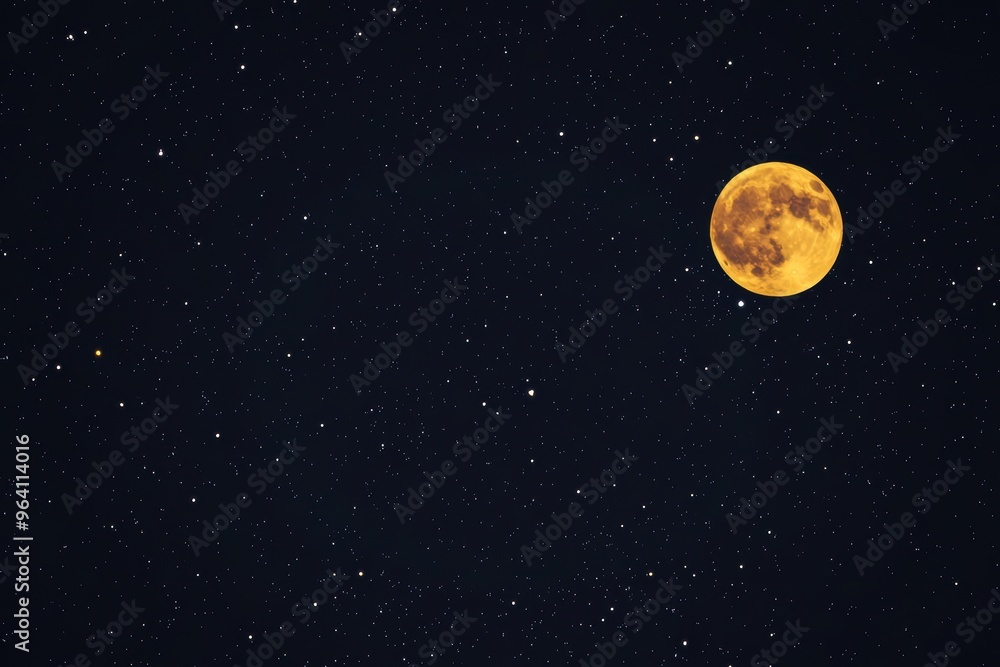 Fototapeta premium Full moon glowing starry night sky