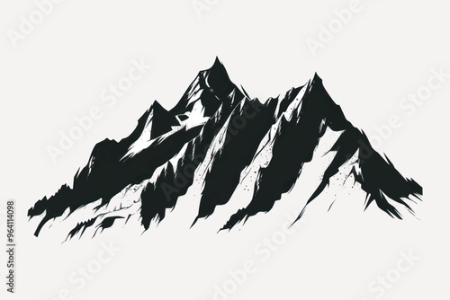 Monochrome mountain range illustration