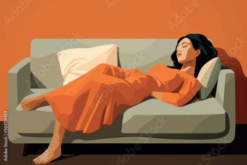 Woman sleeping on couch peacefully