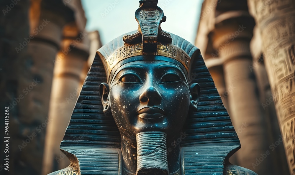 ancient egyptian pharaoh statue in temple ancient egyptian pharaoh statue in temple