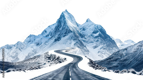 Winding mountain road ,isolated on a pure white background