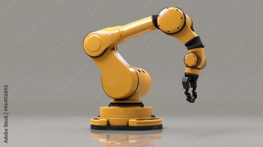 Industrial Robotic Arm on Grey Background Industrial Robotic Arm on Grey Background