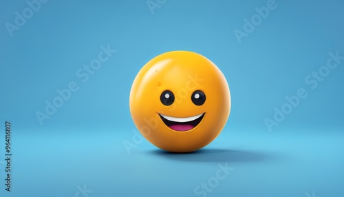 Wallpaper Mural A cute and simple 3D smiley face stands out against a smooth blue background, exuding warmth and friendliness. This minimalist and vibrant design is perfect for projects related to emotions Torontodigital.ca
