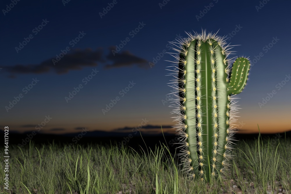 Majestic cactus standing tall twilight sky Majestic cactus standing tall twilight sky