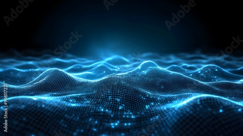 Abstract Blue Digital Wave Background