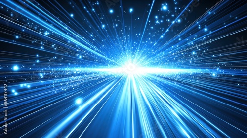 Wallpaper Mural Radiant blue light explosion in space with sparkling particles Torontodigital.ca