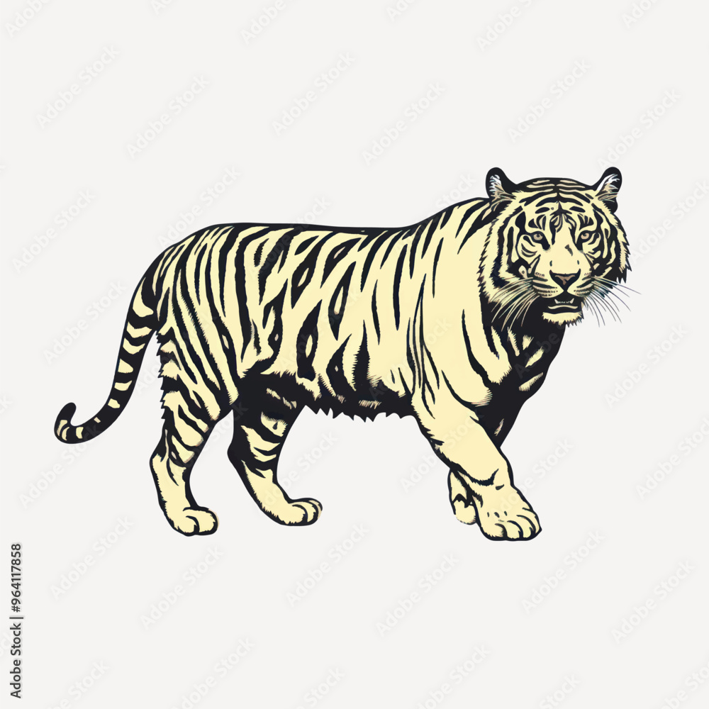 Fototapeta premium Majestic tiger illustration in motion