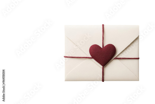 A romantic envelope with a heart-shaped seal, perfect for love letters and special occasions. photo