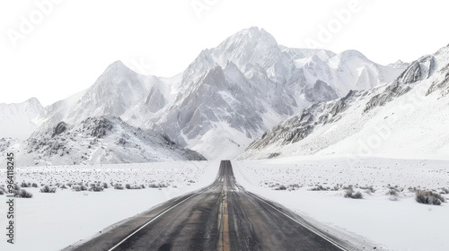 Treacherous mountain pass road ,isolated on a pure white background