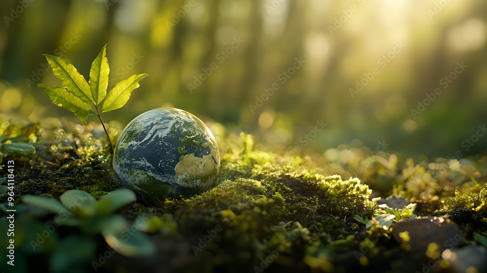 mini Earth Globe in the Forest mini Earth Globe in the Forest