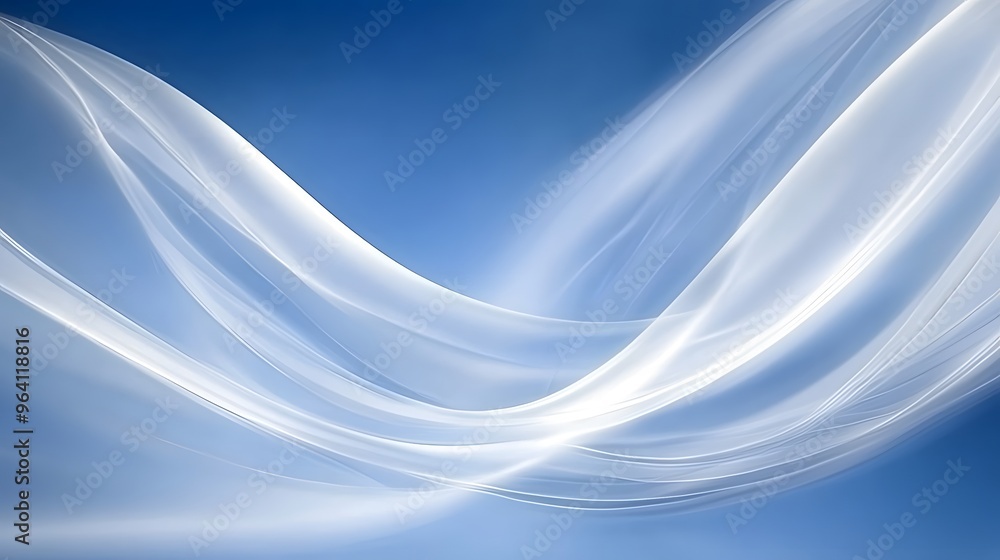 Fototapeta premium Abstract Blue and White Background with Wavy Lines