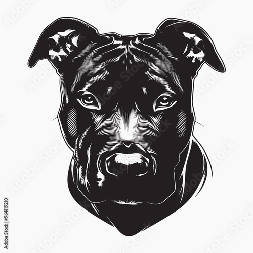 Detailed black dog illustration