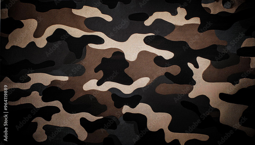 Fototapeta premium Bold textured camouflage design. Dark pattern.