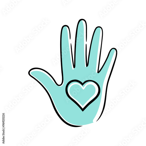 Wallpaper Mural Hand with Heart Icon, Minimalist Design, Love and Care Concept Torontodigital.ca