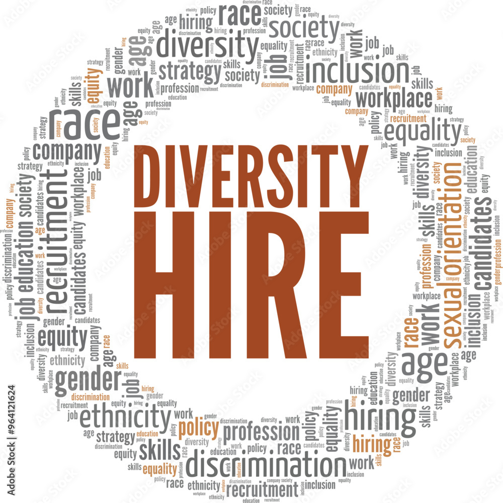 Obraz premium Diversity Hire word cloud conceptual design isolated on white background.