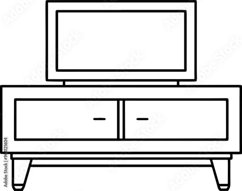 TV stand line art silhouette vector illustration