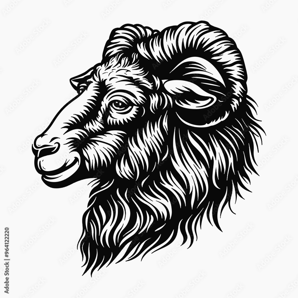 Fototapeta premium Intricate ram head illustration
