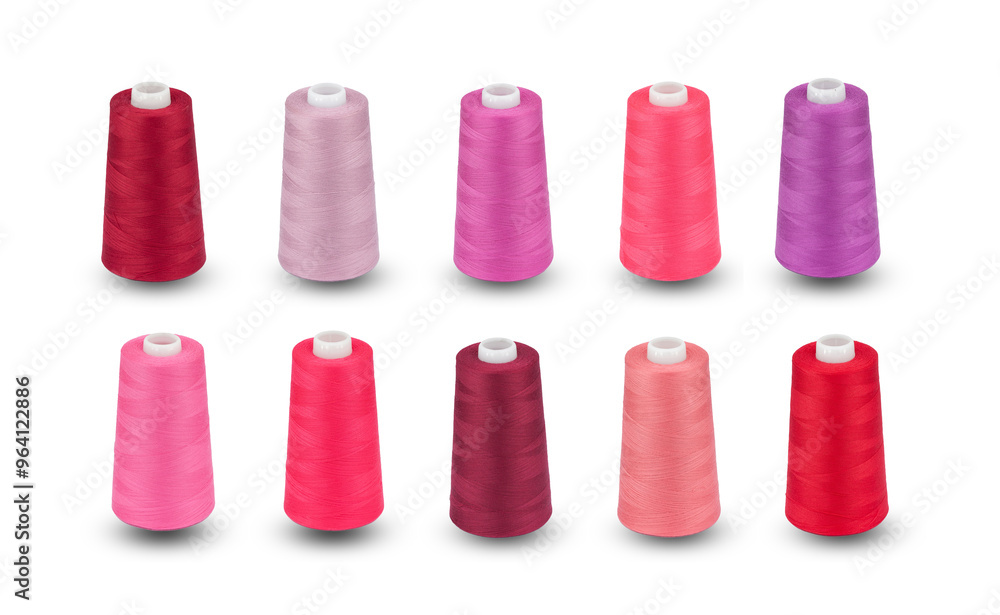 Spool thread collection. Shades of red colors thread isolated. Thread plastic spool. Set collection of cutout threads. Vibrant vivid colors. Sew threads. Colorful hobby background. Pink tailor shop. Spool thread collection. Shades of red colors thread isolated. Thread plastic spool. Set collection of cutout threads. Vibrant vivid colors. Sew threads. Colorful hobby background. Pink tailor shop.