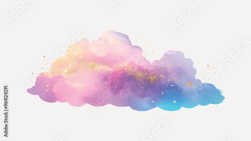 Colorful dreamy watercolor cloud