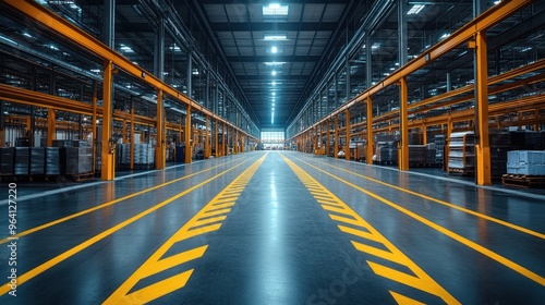 Industrial warehouse showcasing top-notch safety measures and cleanliness.