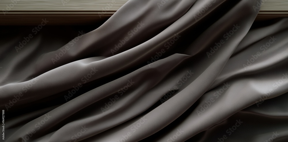 Obraz premium Abstract 3D render with wooden frame and flowing cloth on brown background
