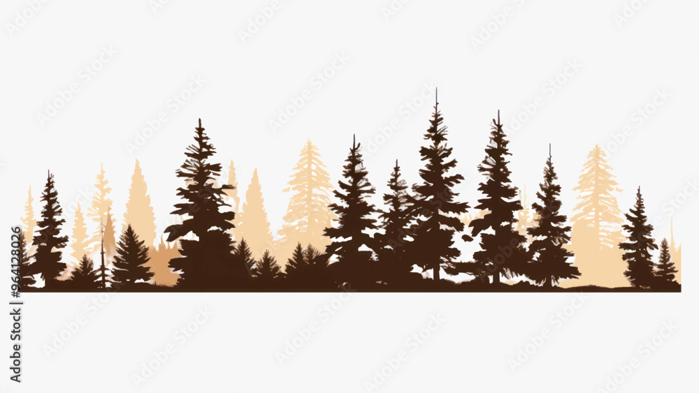 Fototapeta premium Silhouette forest pine trees
