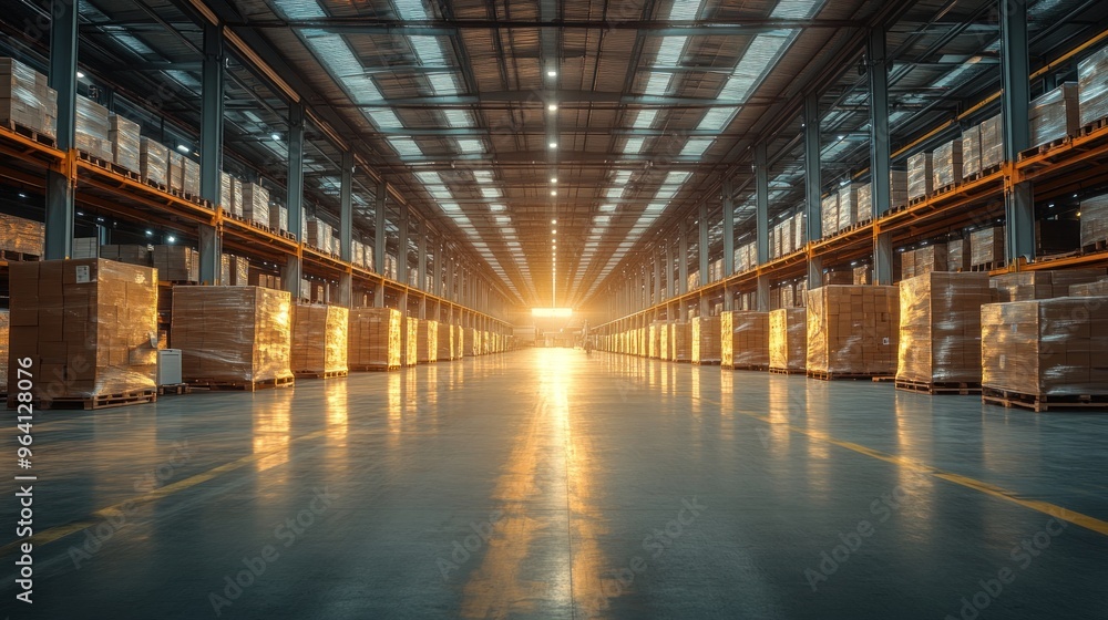 Clean, empty warehouse with smooth floors and plenty of natural light. Clean, empty warehouse with smooth floors and plenty of natural light.