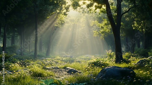 Sunlight Streaming Through a Forest