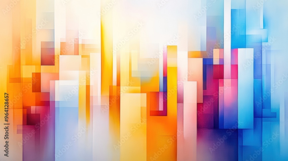 Abstract acrylic painting of a futuristic city, modern tech company office, innovation and progress theme Abstract acrylic painting of a futuristic city, modern tech company office, innovation and progress theme
