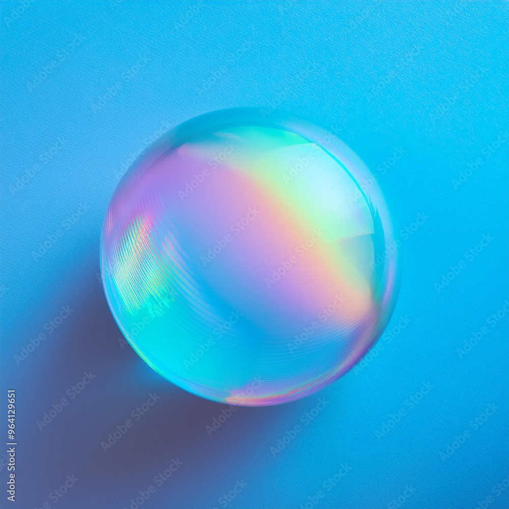 Holographic gradient sphere. Vibrant gradient bright glowing round on blue background. Holographic gradient sphere. Vibrant gradient bright glowing round on blue background.