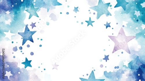 Wallpaper Mural A whimsical winter scene with snowflakes, stars, and trees on a blue background. White snow-covered hills create a playful, dreamy landscape. Torontodigital.ca