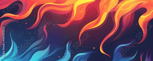 Abstract Blue and Orange Swirls on a Dark Background