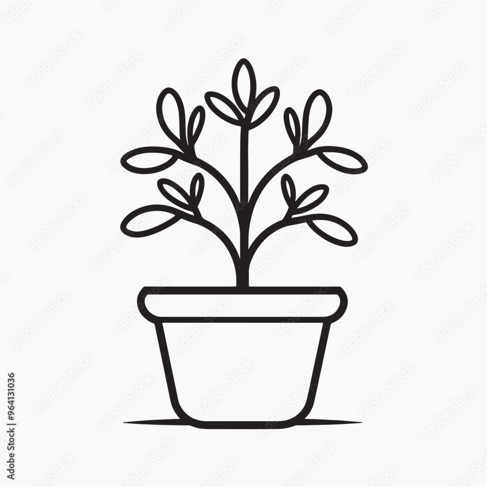 Minimalist potted plant illustration Minimalist potted plant illustration