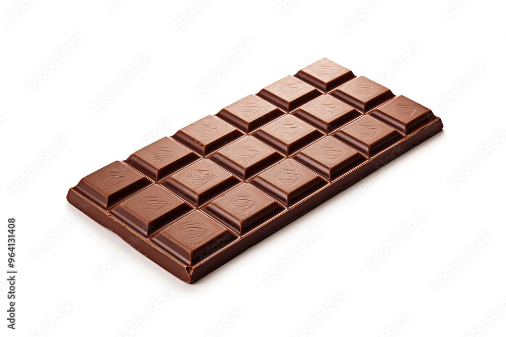Chocolate Bar Isolated, Whole Chocolate Blok with Square Segments on White Background Chocolate Bar Isolated, Whole Chocolate Blok with Square Segments on White Background