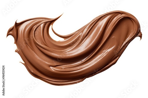 Chocolate Smear Isolated, Melted Chocolate Texture on White Background, Chocolate Sauce Pattern