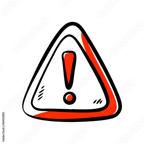 Exclamation Mark in Triangle Icon, attention and danger symbol, red and black color