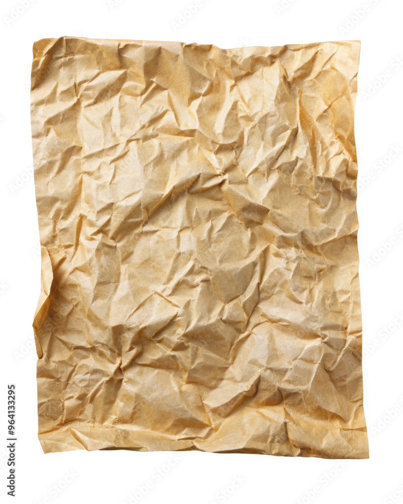 Wrinkled brown paper sheet featuring folded texture and creases, offering a weathered and distressed appearance. Ideal for vintage projects. Isolated on transparent background, png. Wrinkled brown paper sheet featuring folded texture and creases, offering a weathered and distressed appearance. Ideal for vintage projects. Isolated on transparent background, png.