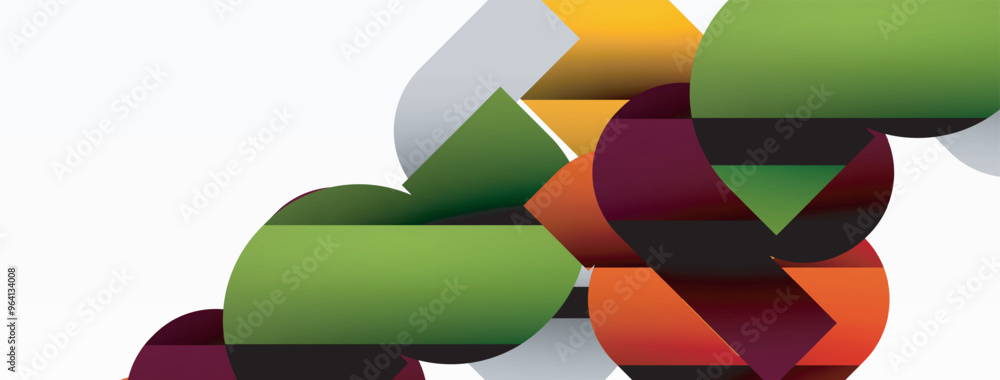 Abstract background. Colorful geometric curve shapes with black shadow lines effects Abstract background. Colorful geometric curve shapes with black shadow lines effects