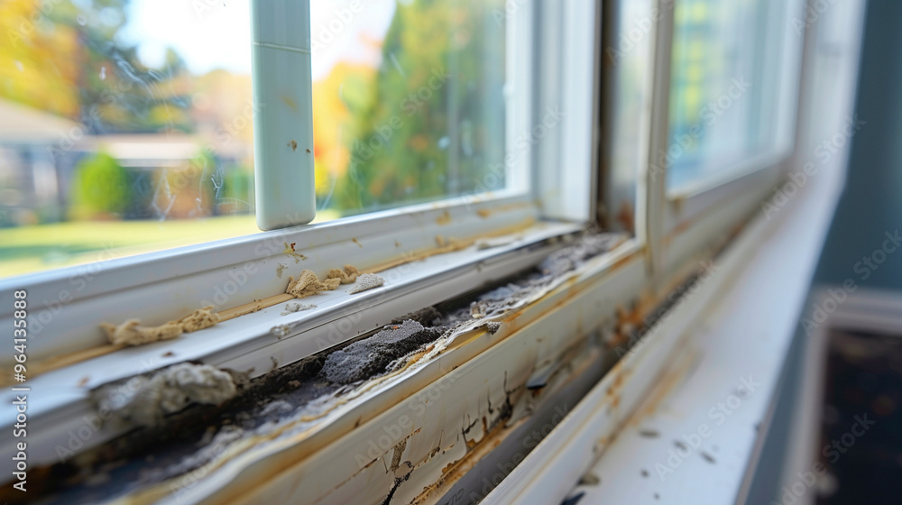 Worn and Damaged Window Frame in Need of Repair Worn and Damaged Window Frame in Need of Repair
