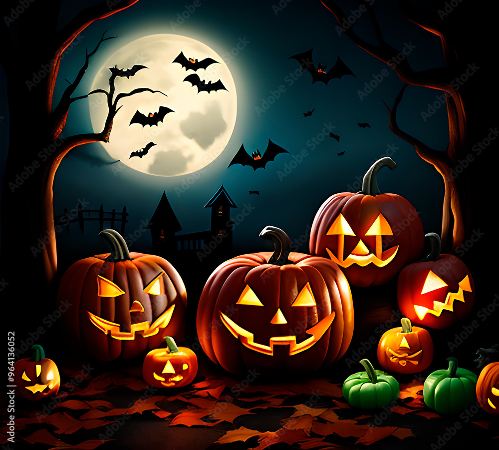 Halloween theme pumpkin night holiday Microchiroptera ghosts Halloween theme pumpkin night holiday Microchiroptera ghosts