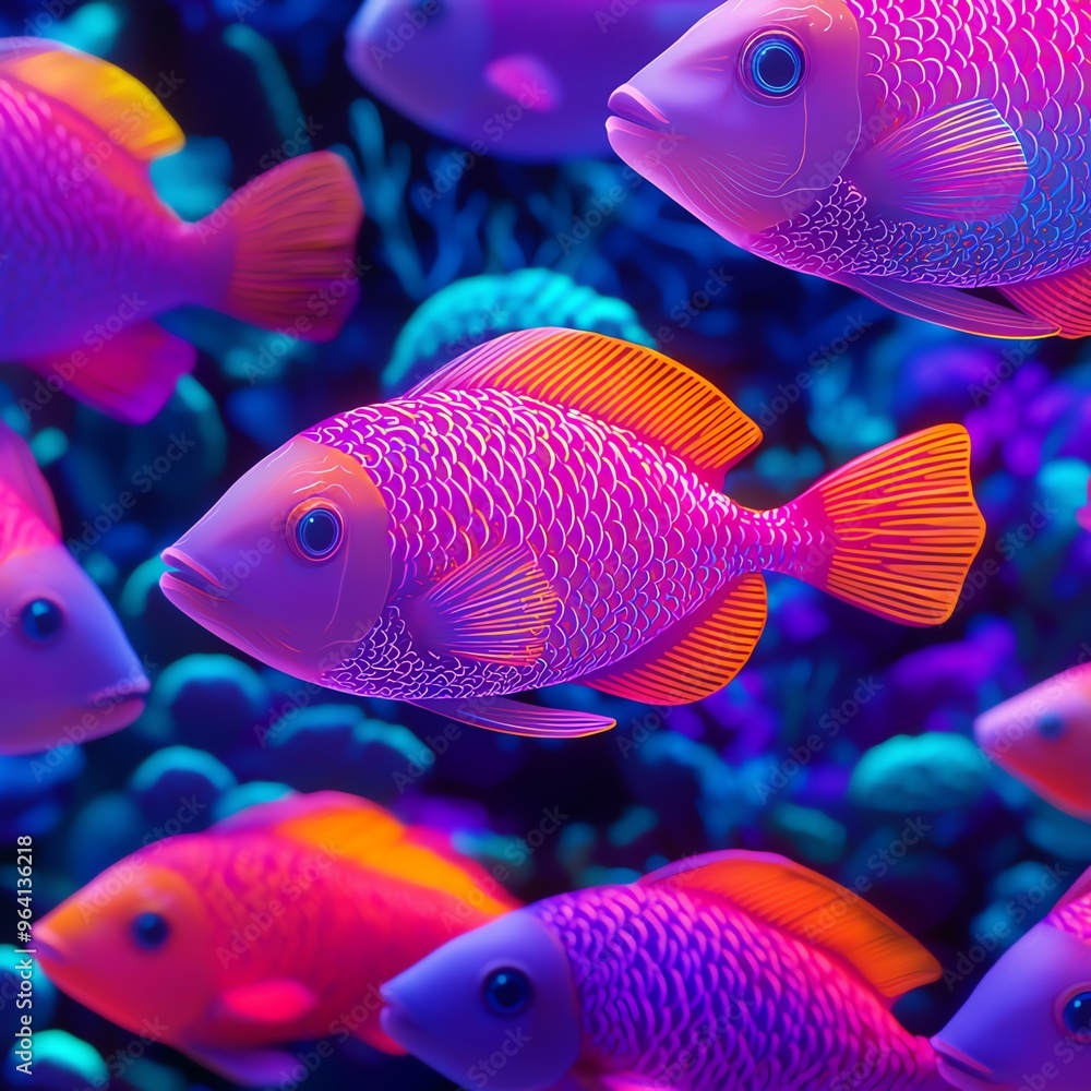Vibrant and colorful fish swim gracefully in an underwater scene, showcasing the beauty of marine life and vivid colors. Vibrant and colorful fish swim gracefully in an underwater scene, showcasing the beauty of marine life and vivid colors.
