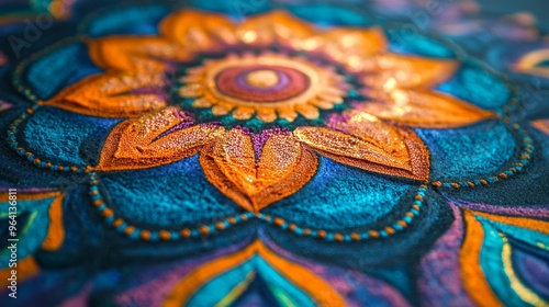 Close-up of colorful textured mandala.