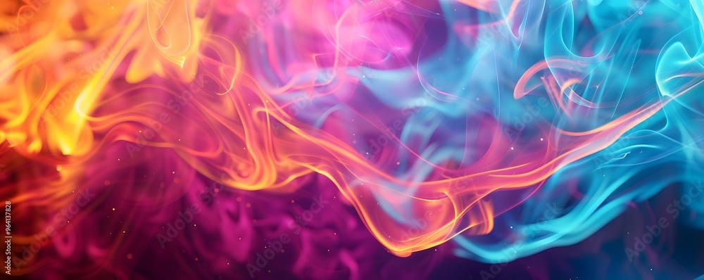 Abstract Swirling Smoke in Vibrant Hues of Orange, Blue, and Pink Abstract Swirling Smoke in Vibrant Hues of Orange, Blue, and Pink