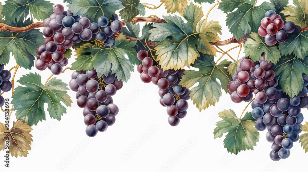 Obraz premium A painting of grapes hanging from a vine