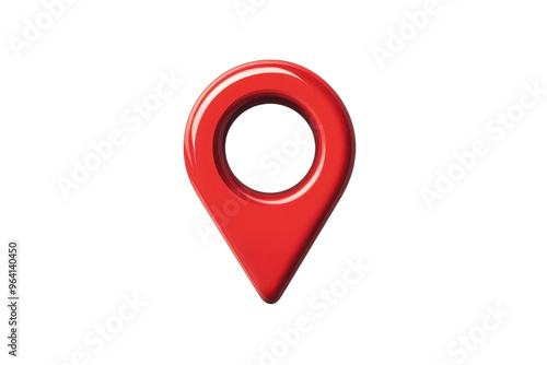 Red location pin icon isolated on transparent background. Classic map marker symbol used for geographic location, navigation, and travel purposes.