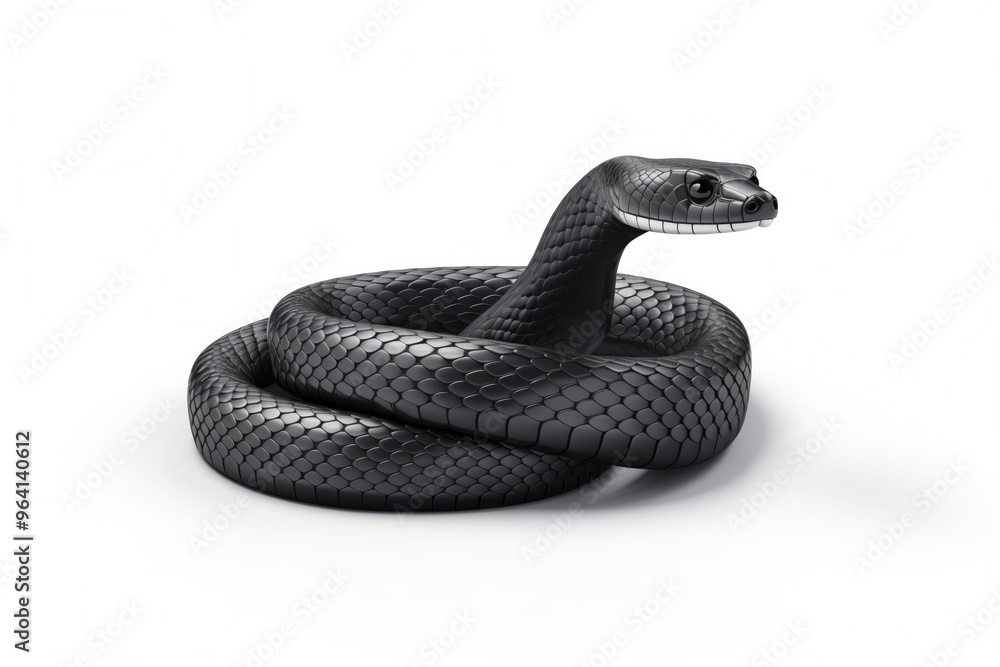 Black Snake isolated on White Background. 3D illustration Black Snake isolated on White Background. 3D illustration