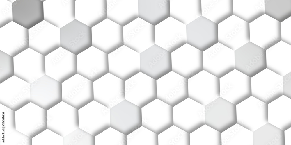 Abstract pattern with hexagonal white and gray technology line paper background. Hexagonal 3d vector grid tile and mosaic structure simple style hexagonal graphic concept. Futuristic surface design.
Abstract pattern with hexagonal white and gray technology line paper background. Hexagonal 3d vector grid tile and mosaic structure simple style hexagonal graphic concept. Futuristic surface design.