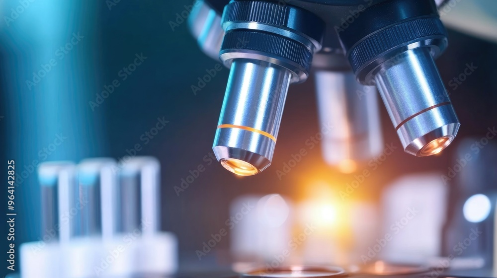 Glass microscope medicine laboratory science object chemical tube displaying 3D model of a virus glowing DNA helix floating in the center Glass microscope medicine laboratory science object chemical tube displaying 3D model of a virus glowing DNA helix floating in the center